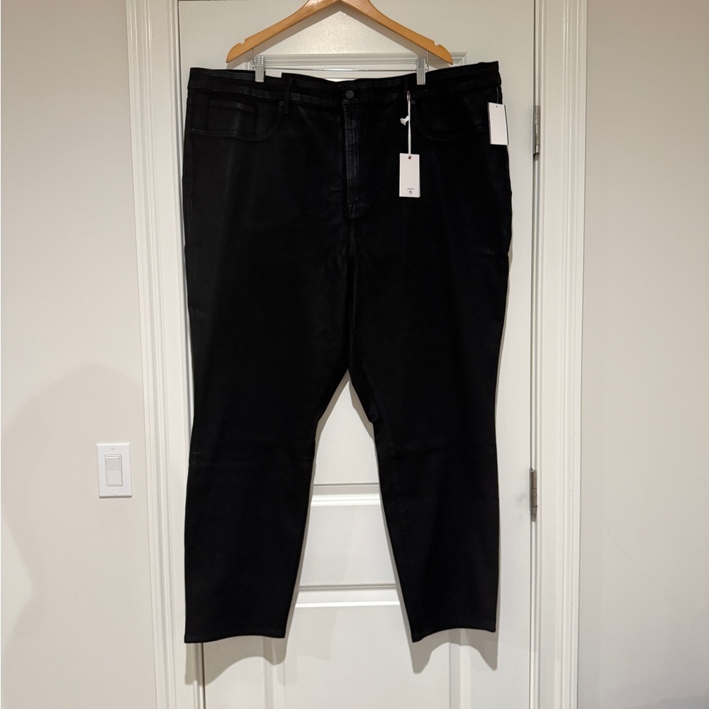 Good American Good Legs Black Coated Jeans size 30Plus Size NWT